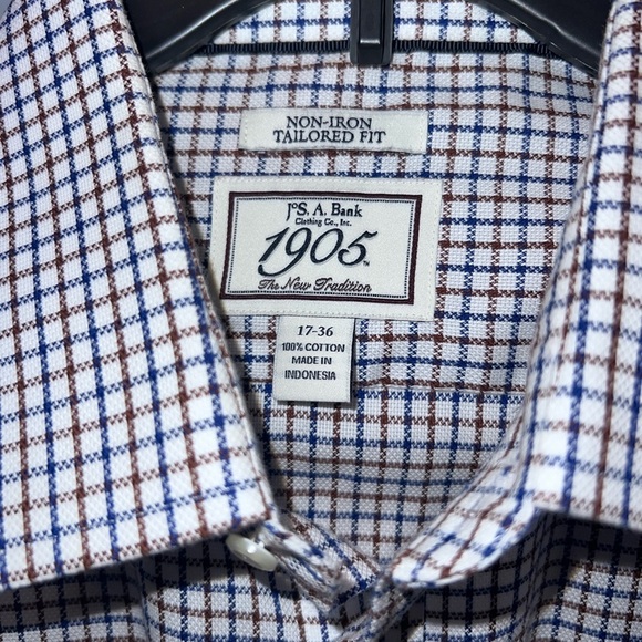 Jos. A. Bank Men's Checkered Shirt - Blue and White - A1 - Picture 2 of 3